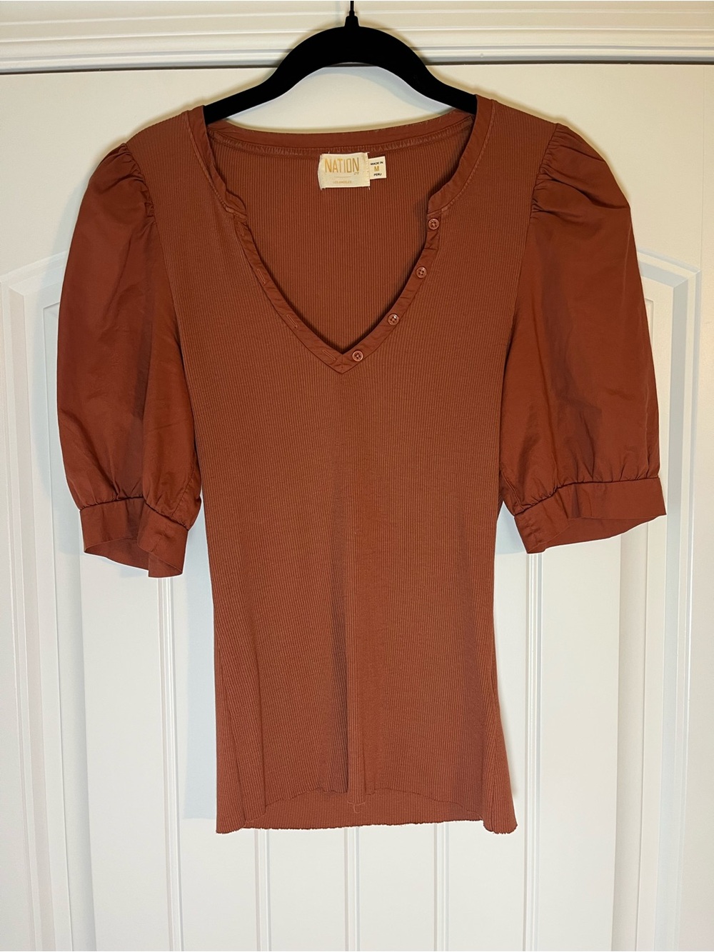 Nation LTD Natalie Combo Tee Size Medium Terra Cotta Orange - Picture 2 of 9